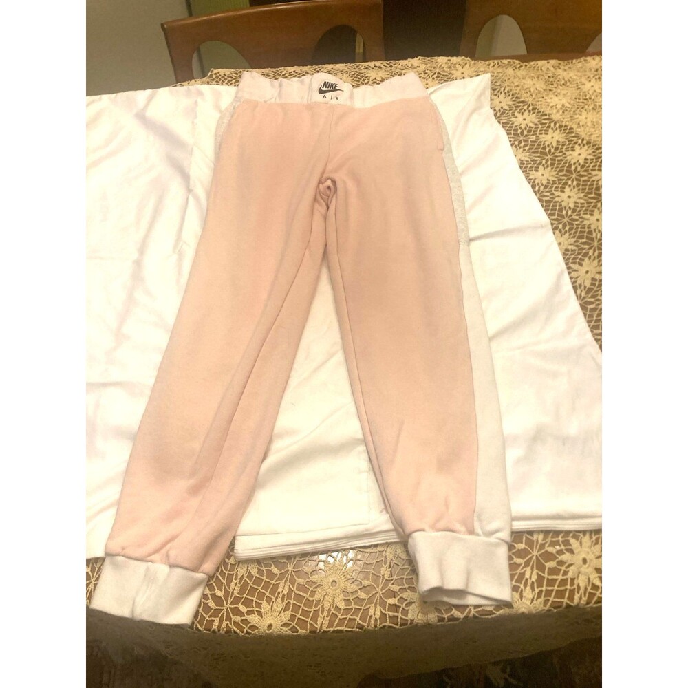 Nike Air Pink and White Colorblock Fleece Joggers Sweatpants Women's Size M